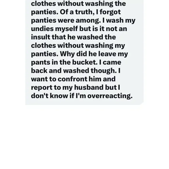 Lady rants after brother-in-law washed her clothes, snubbing her pants