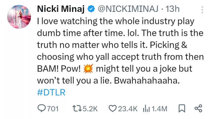 Got everything in the world, still spiteful & ev!l. Disgusting' - Nicki Minaj blasts Jay-Z for snubbing Lil Wayne in favour of Kendrick Lamar to headline 2025 Super Bowl