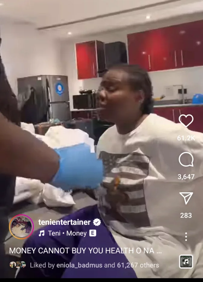 Money Cannot Buy Health-Teni Shares Photos of Herself in the Hospital