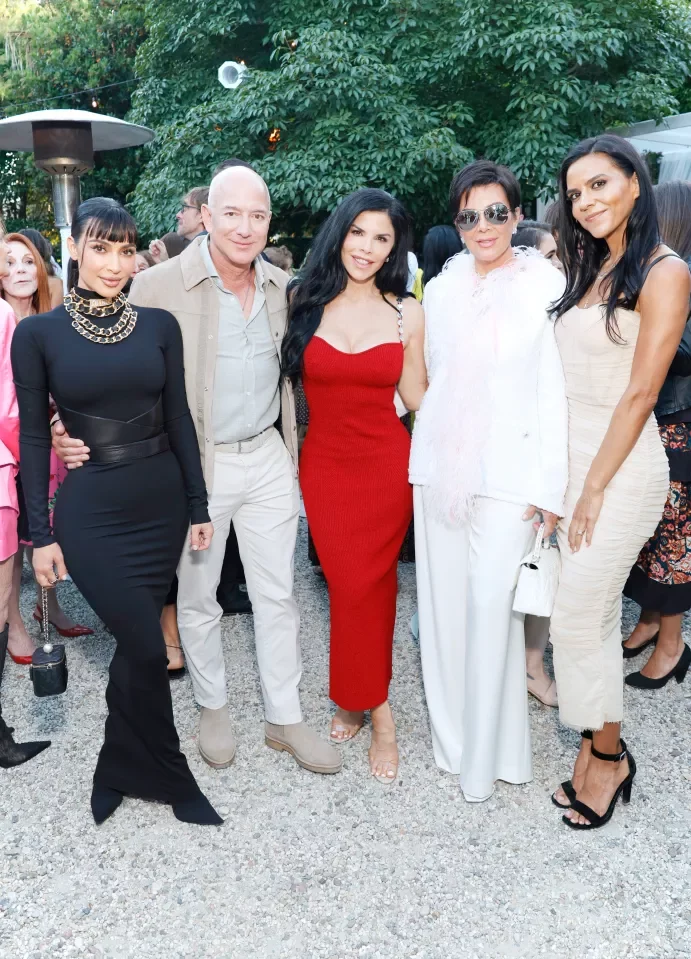 Bezos and Sanchez's wedding is set to be a star-studded affair (pictured with Kris Jenner, Kim Kardashian, and Elsa Marie Collins at an event in 2023)