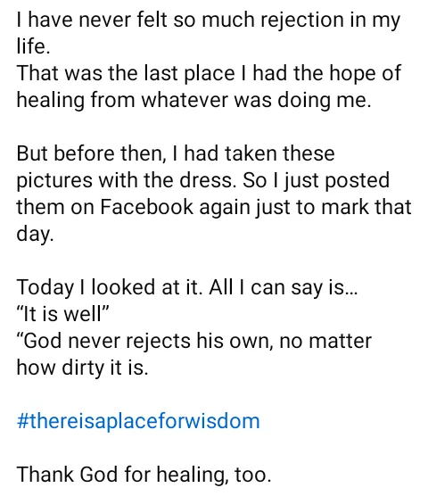 I have never felt so much rejection in my life.  - Nigerian lady narrates how she was slut-shamed in church for wearing an 