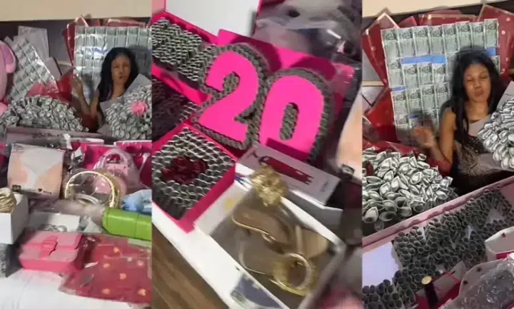 "Inside this economy" - Netizens shocked as lady posts birthday gifts from her man as she turned 20