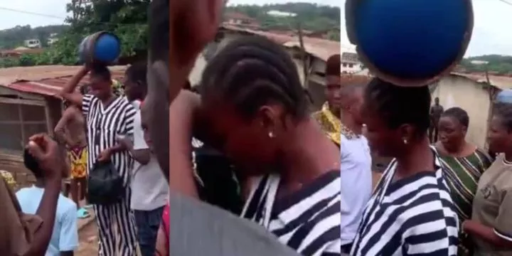 Woman disgraced in public for allegedly stealing gas cylinder