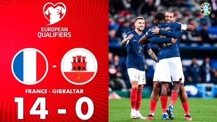 France 14 - 0 Gibraltar (Nov-18-2023) Euro 2024 Qualification Highlights