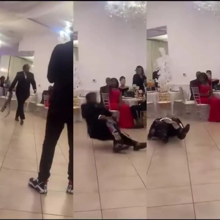 Man slumps while dancing at his birthday party (video)
