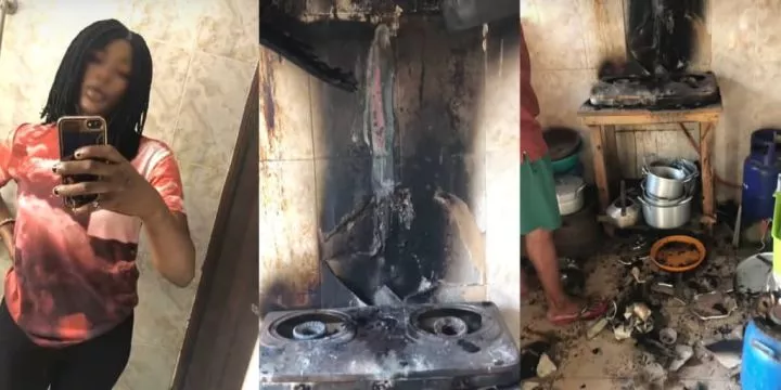 Lady's house burns at 1 a.m. while she sleeps, shares shocking video of damages