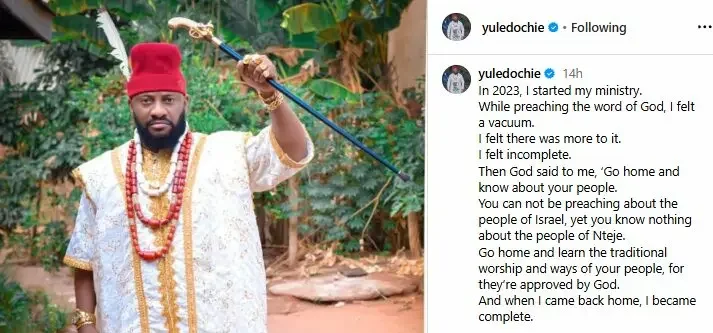 How God led me to transition from Christian pastor to traditional worshipper - Yul Edochie