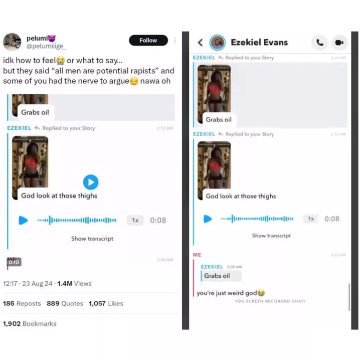 Nigerian lady deletes her tweet calling men ?potential r@pists? after being accused of selling her nud3s for N45k on Snapchat