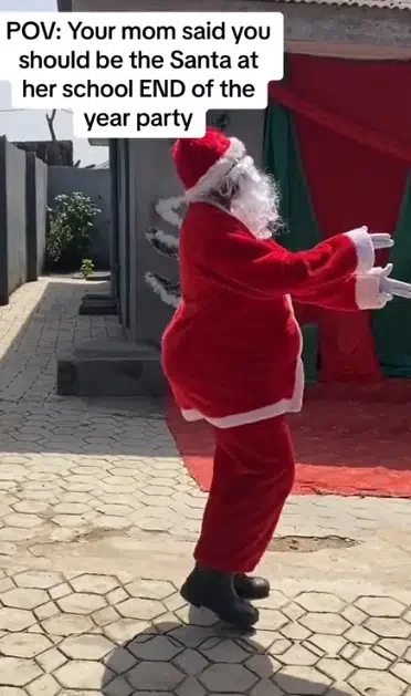 'How much were you paid?' - Lady causes buzz as she does father Christmas at mum's school, dances energetically for the students