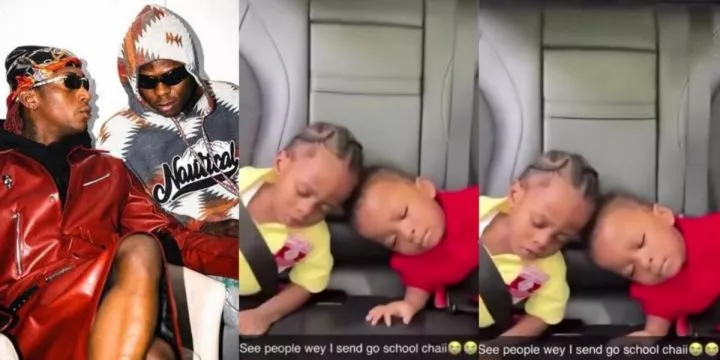 Adorable video of Mohbad's son and Bella Shmurda's son on their way school trends