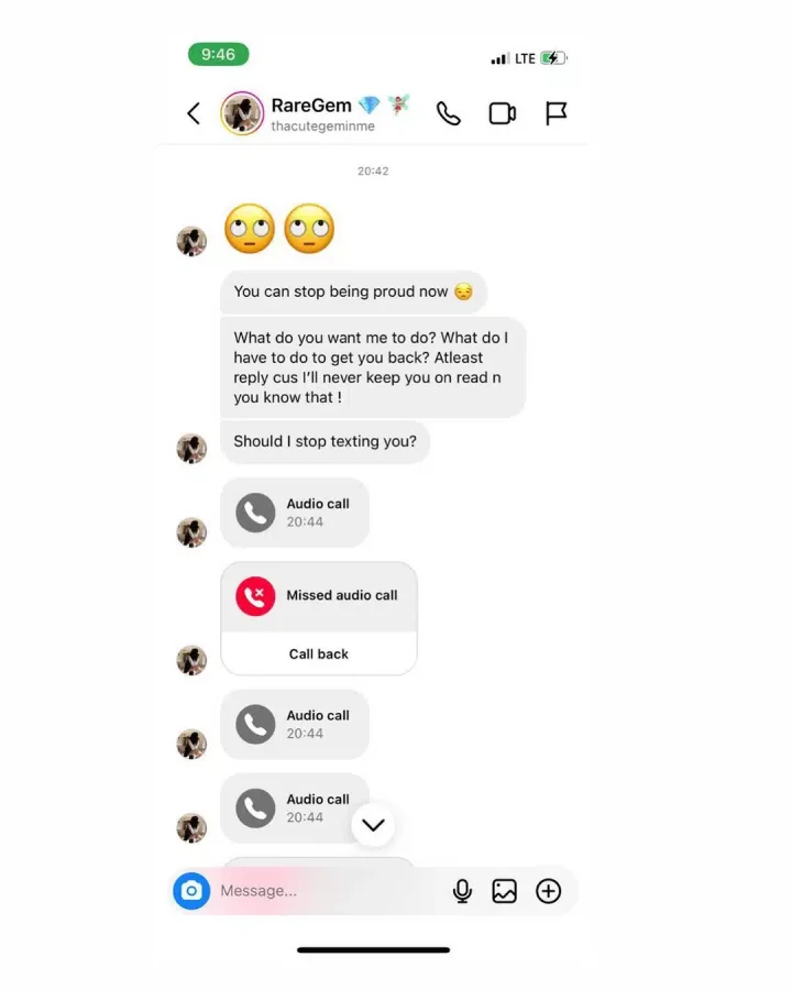 'I didn't want things to go this way' - Lil Frosh leaks chat with Cute Gemini begging