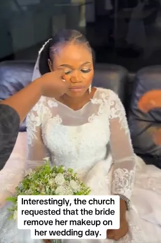 Drama as church asks bride to remove makeup before wedding