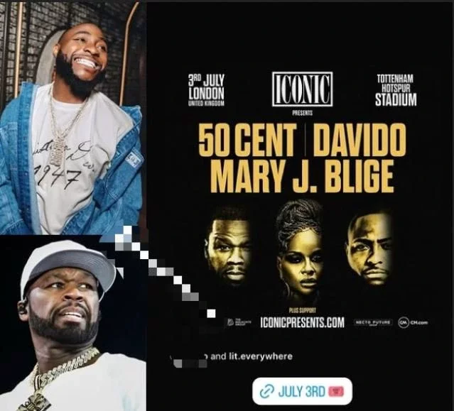 Davido To Headline London Concert With 50 Cent And Mary J. Blige