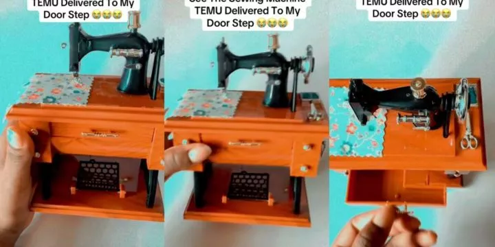 Tailor calls out online store as she shows off sewing machine she received