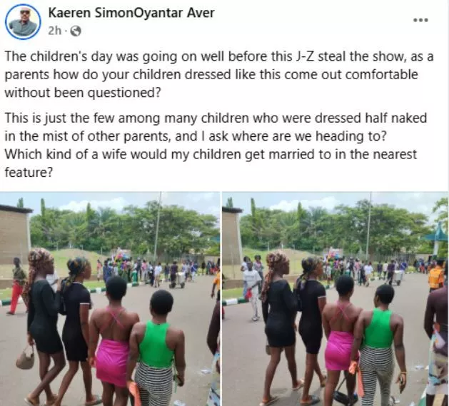 What Kind Of Wives Will My Children Marry? - Nigerian Man Voices Concern Over Indecent Dressing Of Girls At Children's Day Celebration