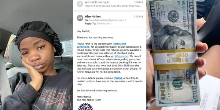 Lady accuses Afro Nation of 'theft' after $1,105 ticket was canceled with no refund Lady accuses Afro Nation of 'theft' after $1,105 ticket was canceled with no refund