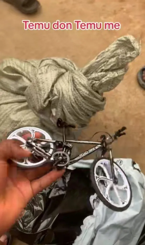 Man rants as online store delivers miniature bicycle
