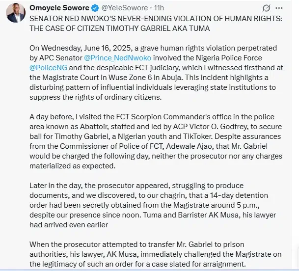Ned Nwoko blasts Sowore for defending man who accused Regina Daniels of extramarital affair