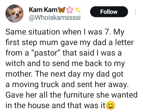 Nigerian lady narrates how her father sent her stepmother packing after she branded her a witch at age 7