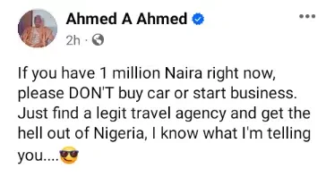 'If you have N1m right now, please don't buy a car or start a business' - Katsina man says, shares what to do