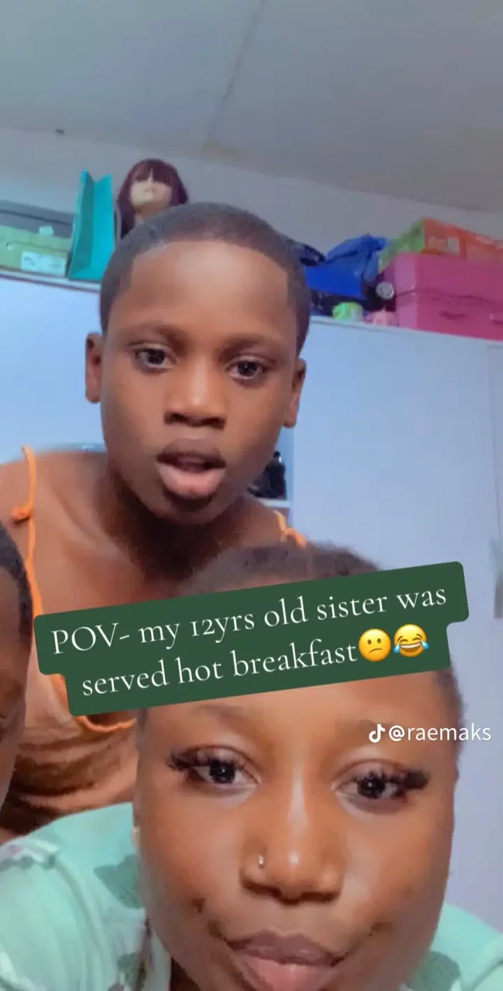 'Men are scum both young and old' - Lady declares as her 12-year-old sister is served hot breakfast, shares sad letter