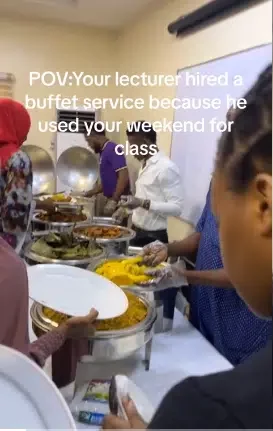 'Poor man pikin go think say na lie' - Lecturer hires buffet services for his students for using their weekend to hold class