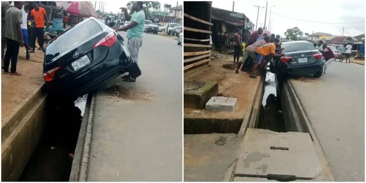 Moment car wash attendant narrowly escapes death after crashing customer's vehicle while test driving it in Port Harcourt