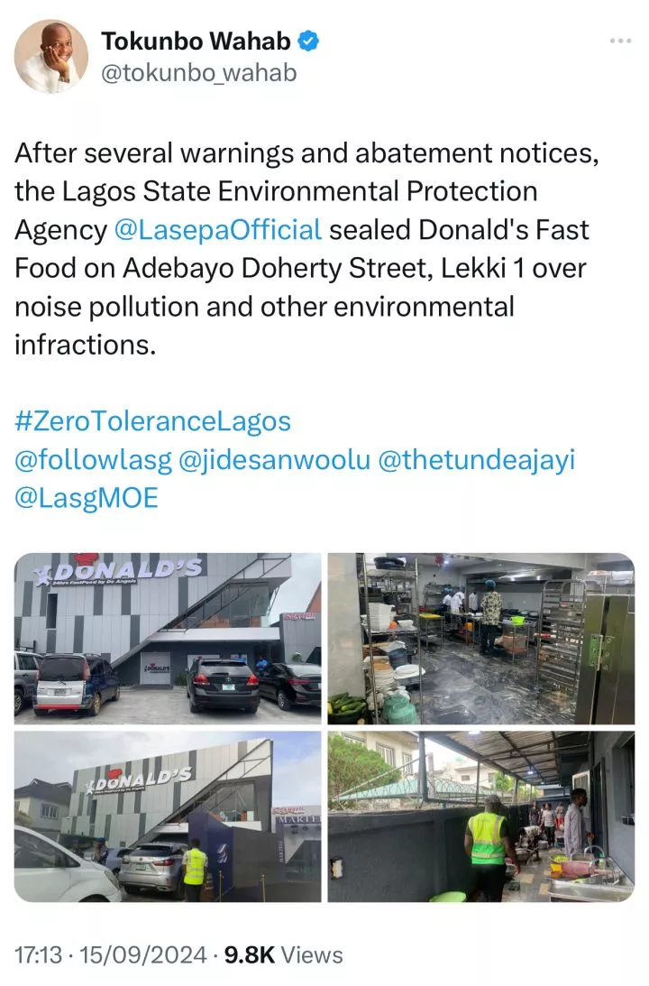 Lagos state govt seals Cubana Chiefpriest?s eatery over noise pollution and environmental infractions