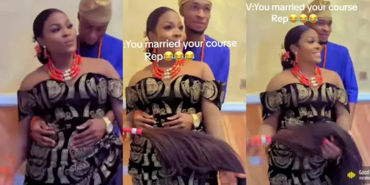 Lady gushes as she marries her course rep