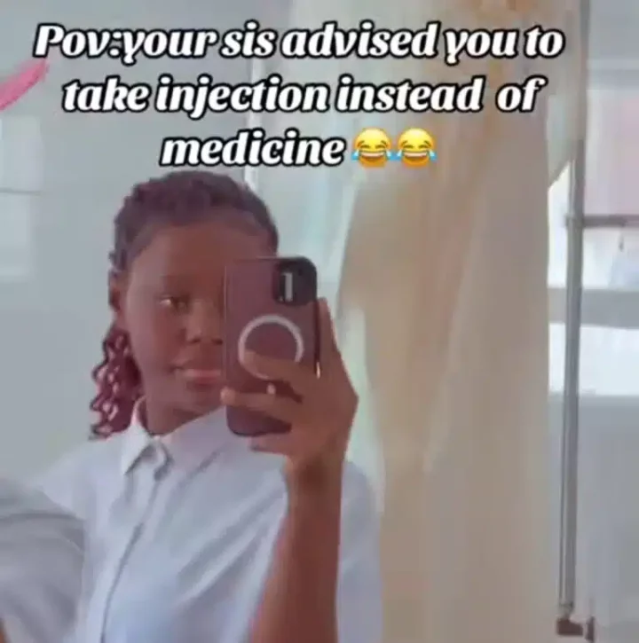 'She's dramatic' - Nigerian lady's hilarious reaction to an injection causes buzz on social media