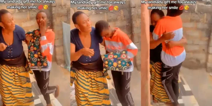 Lady emotional as landlady gifts her a wrapper, adulates her