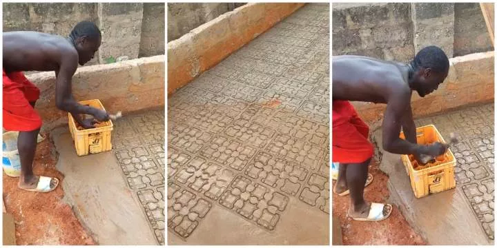 Video of bricklayer using drink crate to create interlock design goes viral
