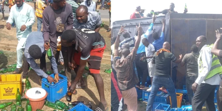 Abuja residents drink beer to stupor as truck transporting it crashes