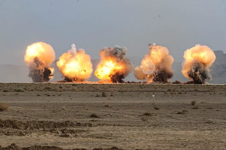 Targets explode during a ground force drill