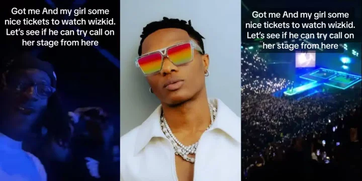 'My woman will not be Omah-Layed' - Protective boyfriend takes seat selection to the extreme at Wizkid's concert