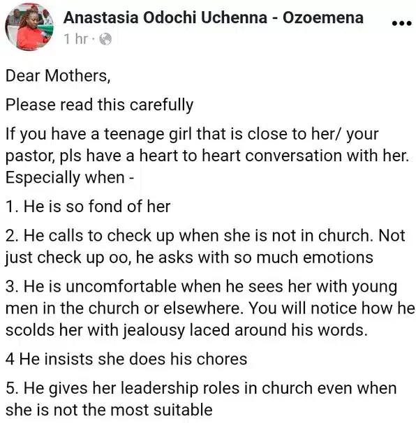 Educate daughters who have a close relationship with pastors - Lady warns