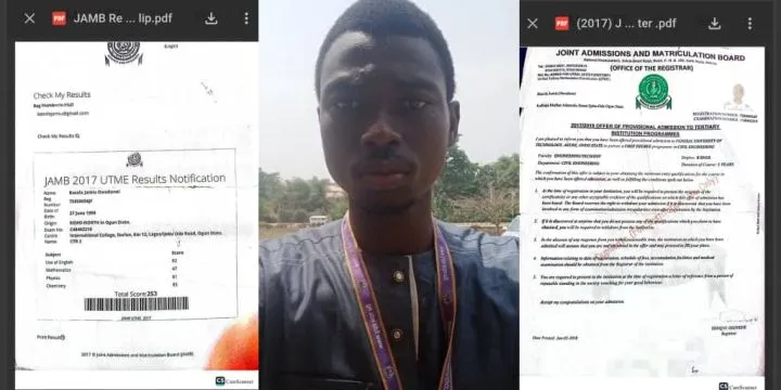 FUTA graduate detained after 7 years in school as JAMB calls admission 'fake' FUTA graduate detained after 7 years in school as JAMB calls admission 'fake'