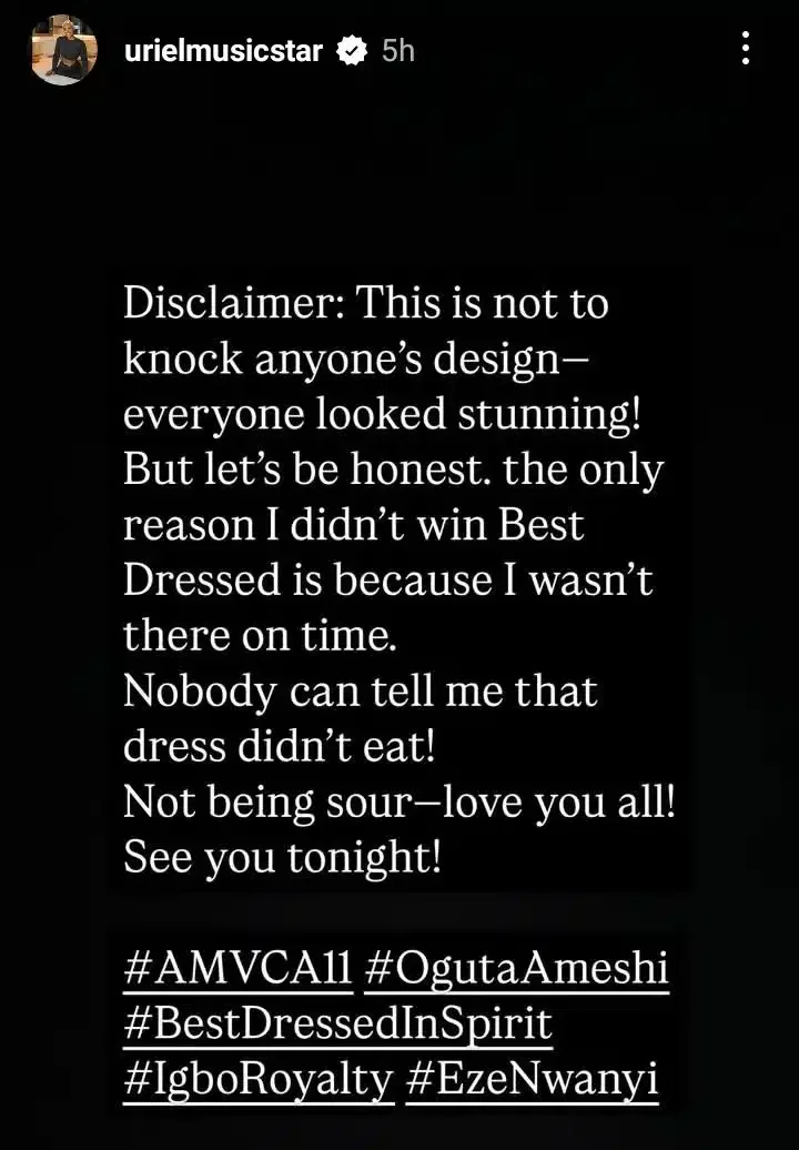 AMVCA 2025; 'Why I didn't win best dressed'- Uriel Oputa