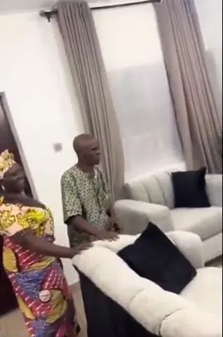 Emotional moment lady ushers her parents into new home