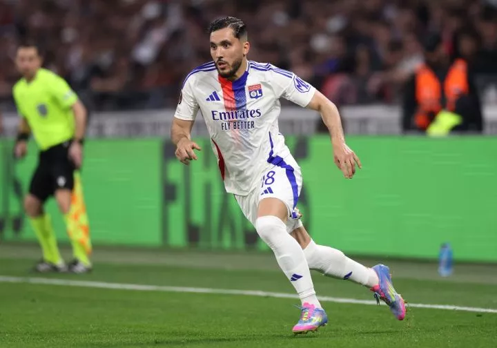 Rayan Cherki in action for Lyon