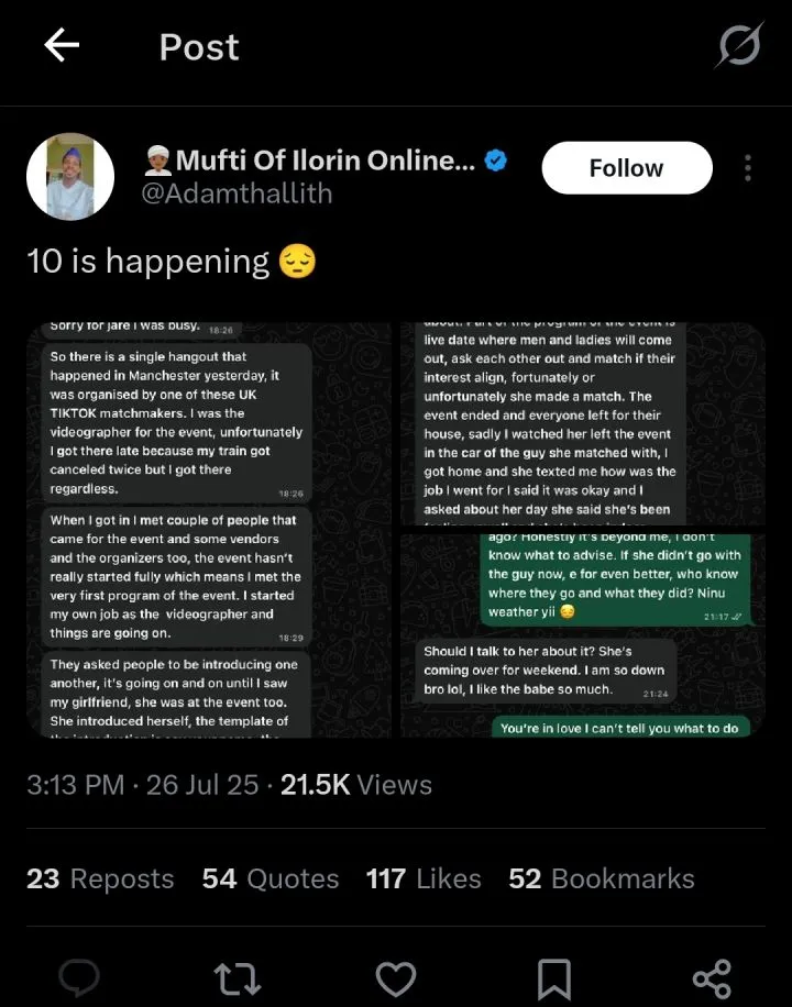 UK-based Nigerian videographer finds girlfriend at singles event claiming she's been single for 2 years