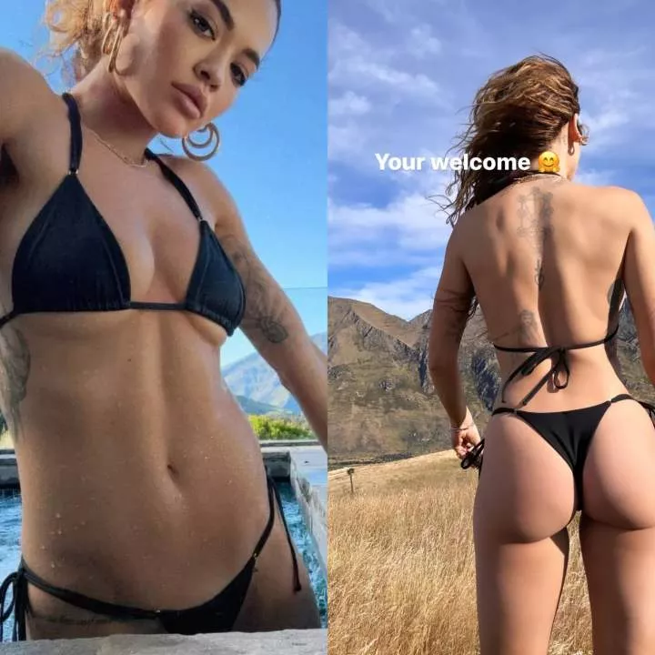 Rita Ora looks incredible as she str!ps off to barely there thong bikini in New Zealand