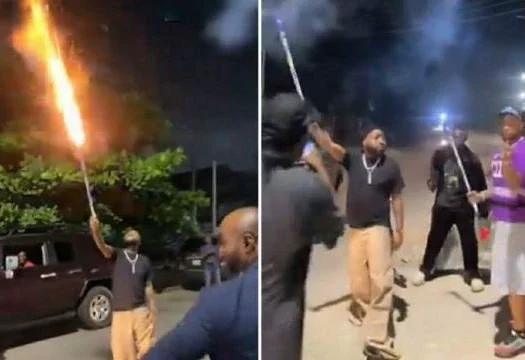 Davido Hits the Streets with Fireworks on Christmas Day (Video)