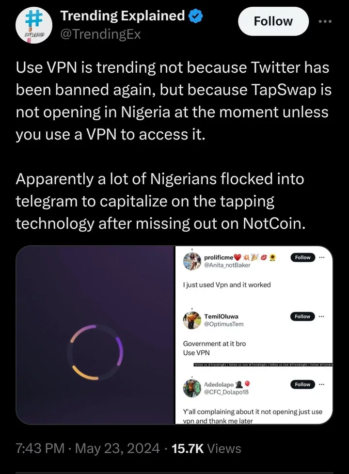 Tap Swap bans Nigerian users, platform inaccessible