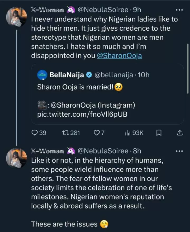 'I'm disappointed in you' - Lady blasts Sharon Ooja for hiding her man's face