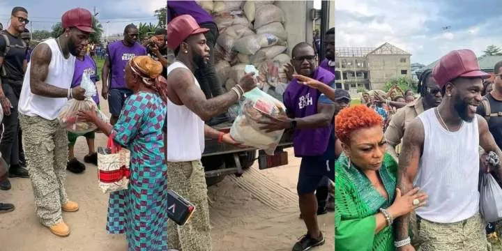 Burna Boy and mother, Bose Ogulu distribute free food items in Port Harcourt