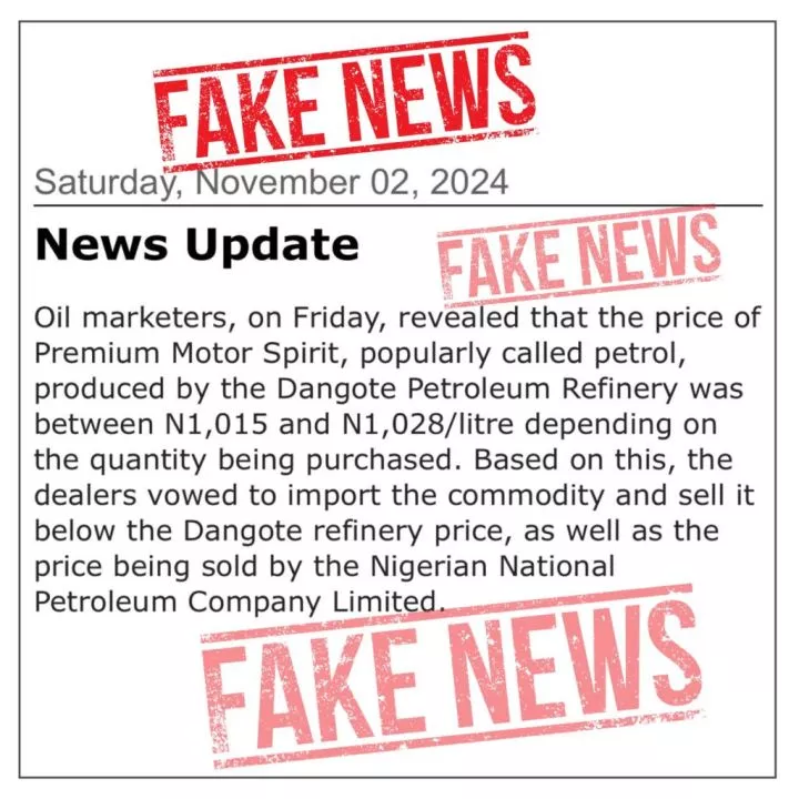 Dangote Refinery denies selling PMS between N1, 015, N1, 028/litre