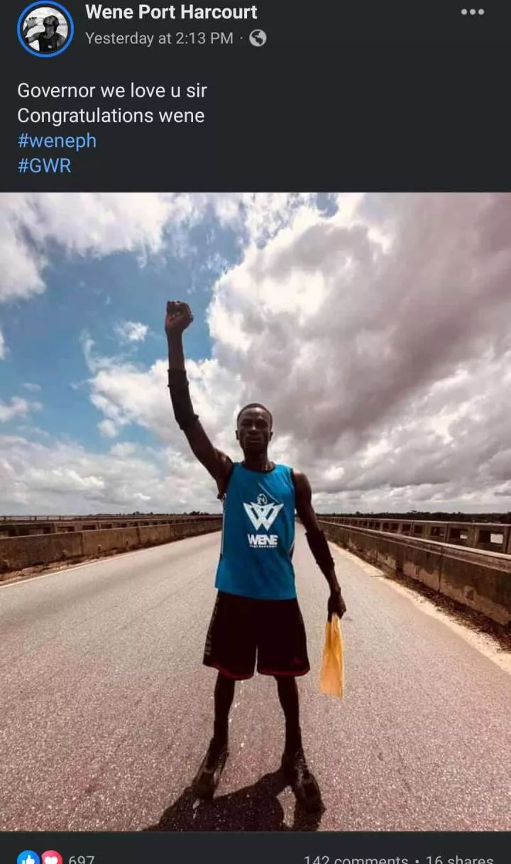 Man attempting 5-day marathon from Lagos to Port Harcourt to break Guinness World Record lands in hospital