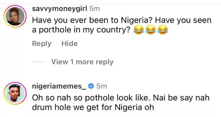 Nigerian potholes feeling jealous - Social media users react to trending photo of UK Prime Minister and his cabinet members posing in front of a pothole troubling their country