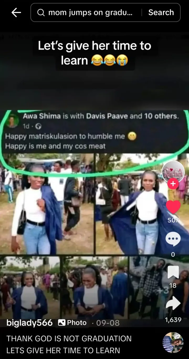 Lady breaks the internet as she celebrates matriculation with improper English